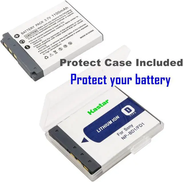 Alt view image 2 of 6 - Kastar 2-Pack Battery and AC Wall Charger Replacement for Sony NP-BD1 Battery, Sony BC-CSD BC-CS3 Charger, Sony Cyber-shot DSC-T75, Cyber-shot DSC-T77, Cyber-shot DSC-T90, Cyber-shot DSC-T200 Cameras