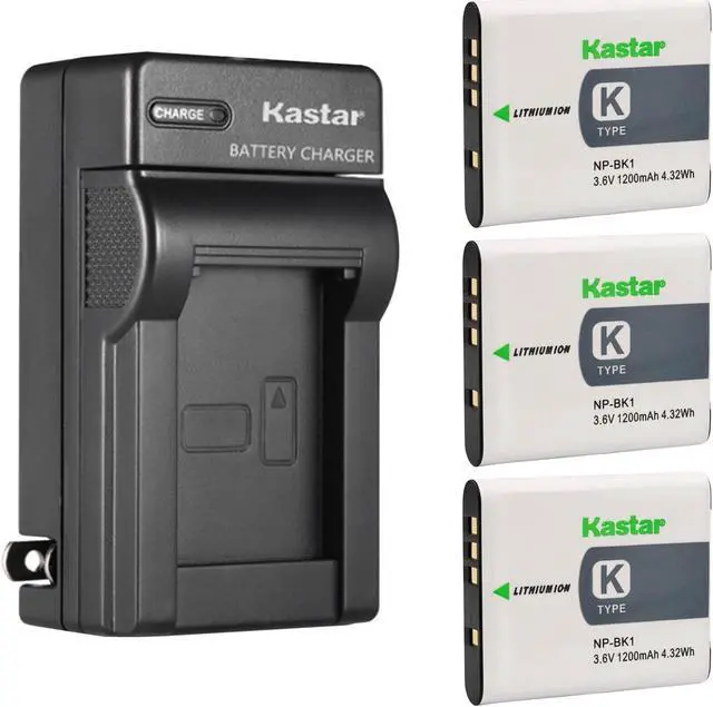 Main image of Kastar 3-Pack Battery and AC Wall Charger Replacement for Sony NP-BK1 NP-FK1 Battery, Sony BC-CSK Charger, Sony Cyber-shot DSC-W180, Cyber-shot DSC-W190, Cyber-shot DSC-W370 Cameras
