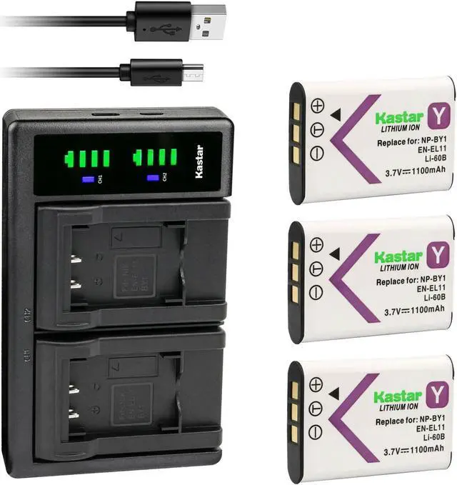 Main image of Kastar 3-Pack Battery and LTD2 USB Charger Replacement for Nikon EN-EL11 ENEL11 Battery, Nikon MH-64 MH64 Charger, NIKON COOLPIX S550 COOLPIX S560 Digital Cameras