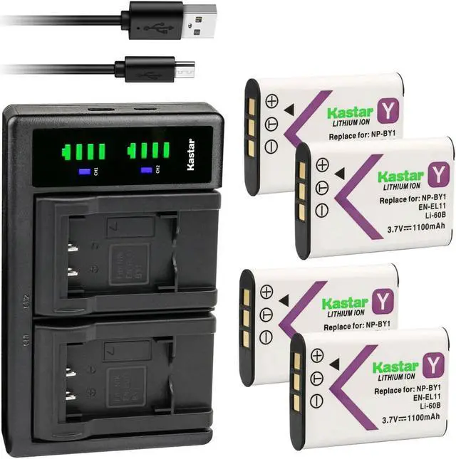 Main image of Kastar 4-Pack Battery and LTD2 USB Charger Replacement for Sanyo DB-L70 DBL70 Battery, SANYO Xacti DMX-E10 Xacti VPC-E10 Digital Cameras