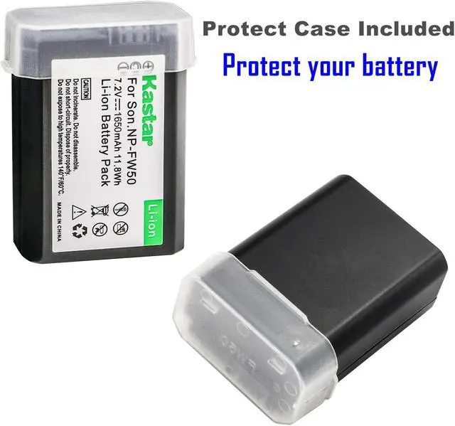Alt view image 2 of 6 - Kastar 4-Pack NP-FW50 Battery and AC Wall Charger Replacement for Sony NEX-C3, NEX-C5, NEX-F3, SLT-A33, SLT-A35, SLT-A37, SLT-A55, Cyber-shot DSC-RX10, Cyber-shot DSC-RX10 II, Cyber-shot DSC-RX10M2