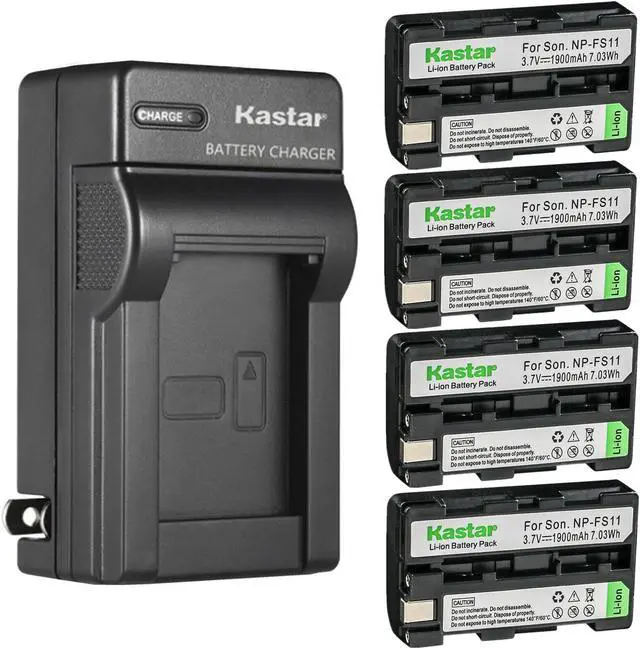 Main image of Kastar 4-Pack Battery and AC Wall Charger Replacement for Sony NP-F10 NP-FS10 NP-FS11 NP-FS12, FS21, FS31 Battery, Sony AC-VQ11, AC-VF10 Charger