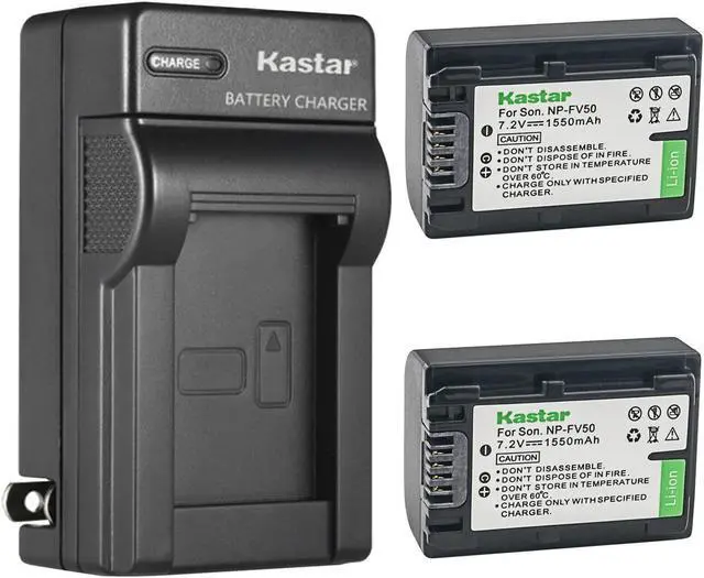 Main image of Kastar 2-Pack Battery and AC Wall Charger Replacement for Sony DCR-SX53, DCR-SX63, DCR-SX65, DCR-SX73, DCR-SX83, DCR-SX85, DEV-3, DEV-30, DEV-5, DEV-50, DEV-50V, FDR-AX100, FDR-AX100E, FDR-AX700
