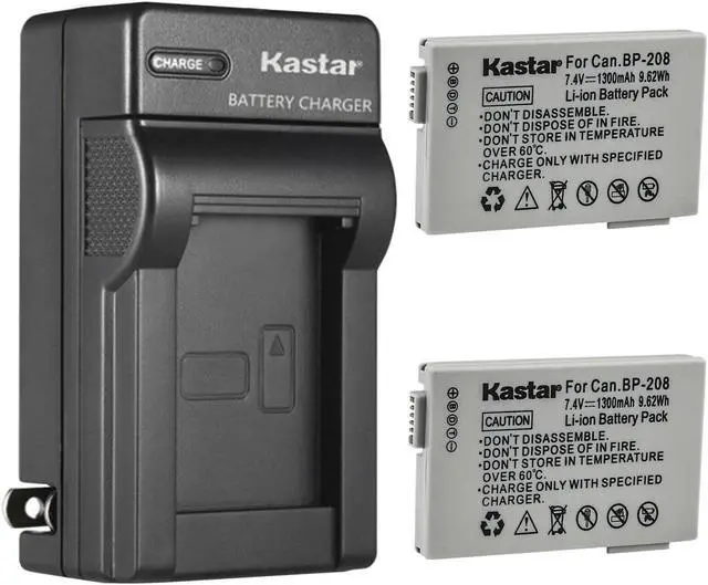 Main image of Kastar 2-Pack Battery and AC Wall Charger Replacement for Canon DC201, DC210, DC211, DC220, DC230, iViS DC22, iViS DC50, iViS DC200, Elura 100, FVM300, IXY DVS1, MVX1Si, MVX430, MVX450, MVX460 Cameras