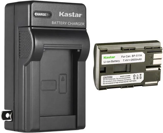 Main image of Kastar 1 Pack BP-511 BP-511A Battery and AC Wall Charger Compatible with Canon ZR60 ZR65MC ZR70MC ZR80 ZR85 ZR85MC ZR90 ZR90MC PV130 EOS Rebel DS6041 Cameras, Canon Battery Grip BG-E2N