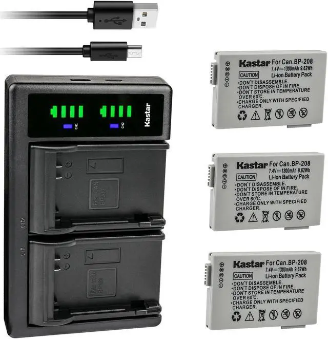 Main image of Kastar 3-Pack Battery and LTD2 USB Charger Replacement for Canon DC220, DC230, iViS DC22, iViS DC50, iViS DC200, Elura 100, FVM300, IXY DVS1, MVX1Si, MVX430, MVX450, MVX460, Optura S1, VIXIA HR10