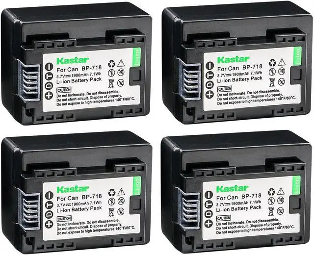 Main image of Kastar 4-Pack BP-718 Battery 3.7V 1900mAh Replacement for Canon VIXIA HF R42 HFR42, VIXIA HF R50 HFR50, VIXIA HF R52 HFR52, VIXIA HF R60 HFR60, VIXIA HF R62 HFR62, VIXIA HF R70 HFR70 Camera