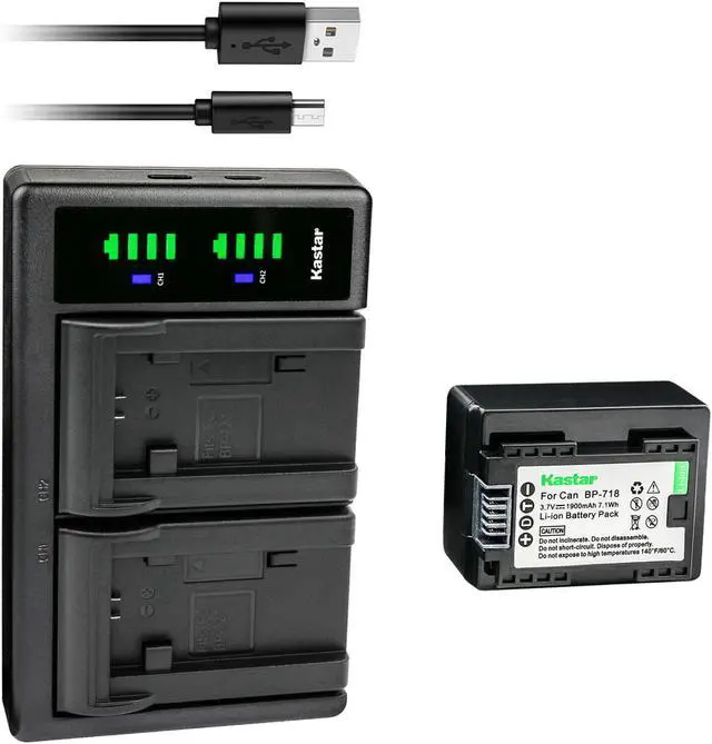 Main image of Kastar 1-Pack Battery and LTD2 USB Charger Replacement for Canon BP-708 BP708, BP-709 BP709, BP-718 BP718, BP-727 BP727, US 6055B002 Battery, Canon CG-700 CG700 Charger