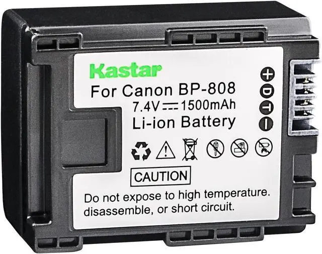 Main image of Kastar 1-Pack BP-808 Battery 7.4V 1500mAh Replacement for Canon BP-808, BP808, BP-809, BP809, BP-819, BP819, BP-827, BP827 Battery, Canon CG-800 Charger