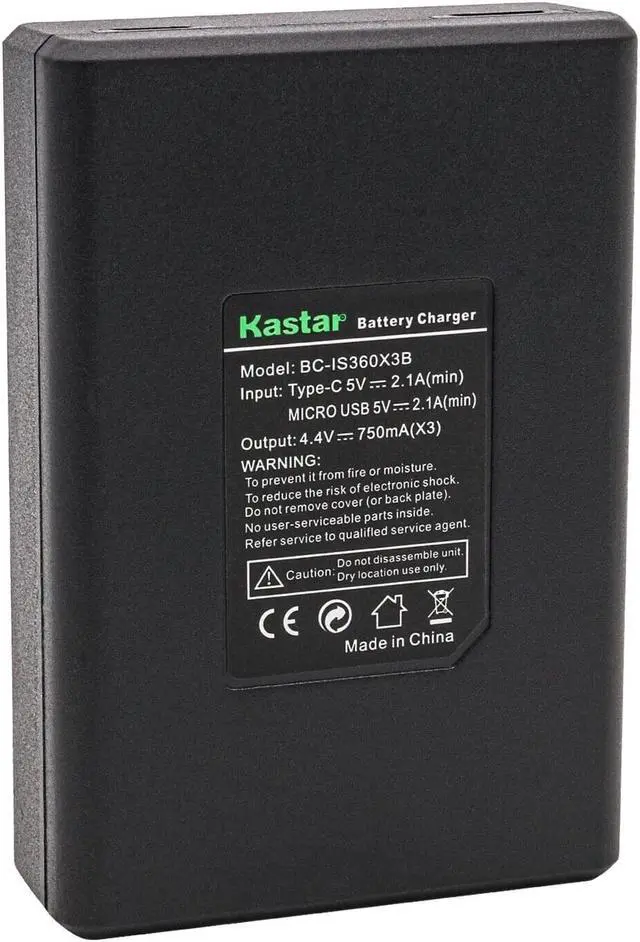 Alt view image 3 of 5 - Kastar IS360X3B Triple USB Battery Charger Compatible with Insta 360 X3 Rechargeable Lithium Polymer Battery, Insta360 X3 72MP Waterproof 5.7K 360° VR AI Action Helmet Camera
