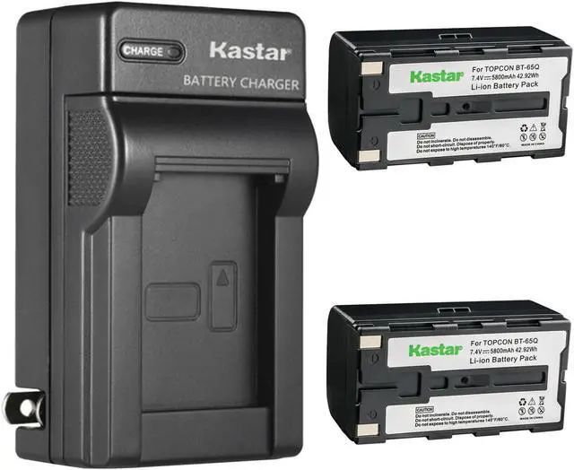 Main image of Kastar 2Pack Battery and AC Wall Charger Replacement for Topcon BT-60Q, BT-61Q, BT-62Q, BT-65Q, BT-66Q, GMS-2 Survey Instrument Total station Battery, Topcon BC-30, BC-30D, BT-30 Total station Charger