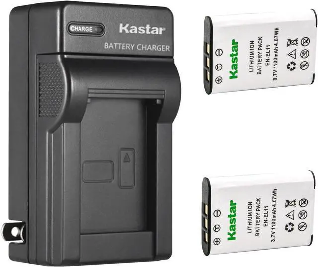Main image of Kastar 2-Pack Battery and AC Wall Charger Replacement for Nikon EN-EL11 Battery, MH-64 Charger, Nikon Coolpix S550, S560 Camera, Olympus Li-60B Battery, Li-60C Charger, Olympus Camedia FE-370 Camera