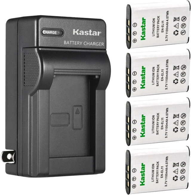 Main image of Kastar 4-Pack Battery and AC Wall Charger Replacement for Ricoh DB-80 Battery, BJ-8 Charger, Ricoh R50 Camera, Sanyo DB-L70 Battery, DB-L70 Charger, Sanyo Xacti DMX-E10, Sanyo Xacti VPC-E10 Camera