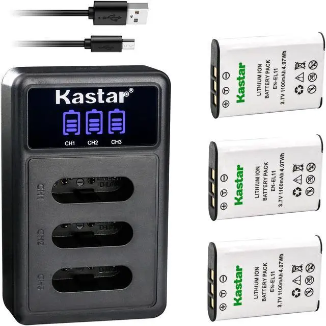 Main image of Kastar 3 Pack Battery and LCD Triple USB Charger Compatible with Pentax D-LI78 Battery, Pentax D-BC78 Charger, Pentax Optio L50, Optio M50, Optio M60, Optio S1, Optio V20, Optio W60, Optio W80