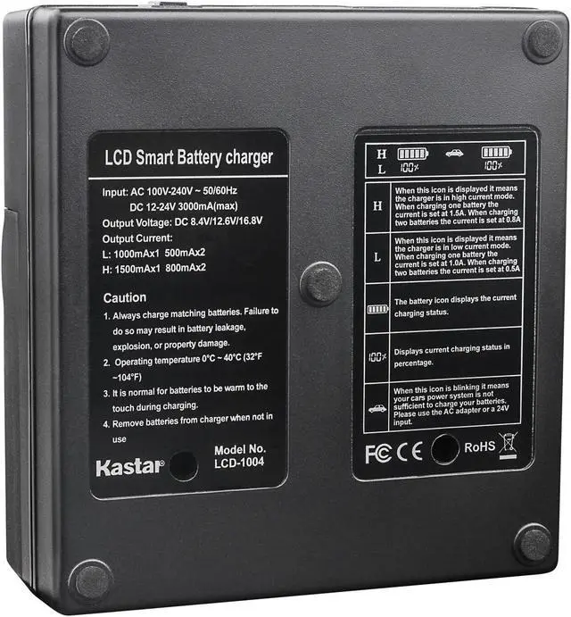 Alt view image 2 of 4 - Kastar AC LCD Dual Fast Charger Compatible with JVC GY-HC500 GY-HC500E, GY-HC500U GY-HC500UN, GY-HC500SPC GY-HC500SPCN, GY-HC550 GY-HC550E GY-HC550UN Connected 4K Handheld Camera