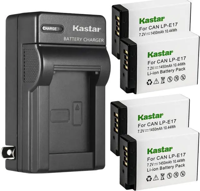 Main image of Kastar 4-Pack Battery and AC Wall Charger Replacement for Canon EOS RP, EOS R10 Mirrorless Camera, KISS X8i, KISS X9i, Rebel SL2, EOS Rebel T6i, EOS Rebel T6s, EOS Rebel T7i, EOS Rebel T8i Cameras