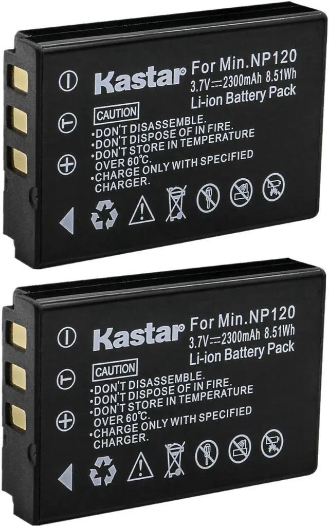 Main image of Kastar 2-Pack Q120 Rechargeable Lithium-ion Battery Replacement for MINOLTA MN35Z Camera, ZOOM BT-03 BT-03B Battery, ZOOM Q8 Q8N Recorder Camera, Bell & Howell B35HDZ Camera