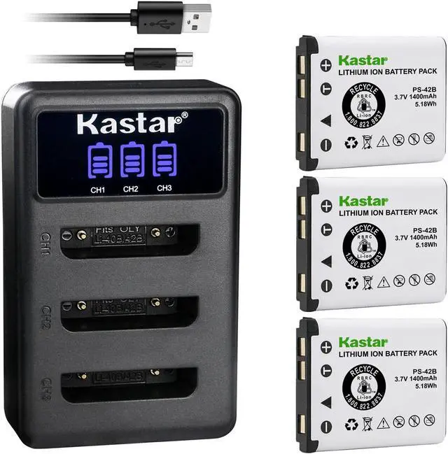 Main image of Kastar 3 Pack Battery and LCD Triple USB Charger Compatible with Sony Bluetooth Laser Mouse VGP-BMS77 Battery, Sony 4-268-590-02 SP60 SP60BPRA9C Bluetooth Laser Mouse