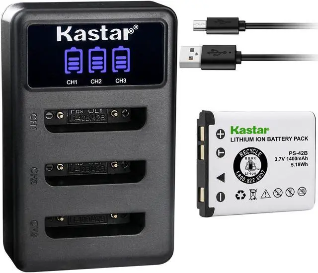 Main image of Kastar 1 Pack Battery and LCD Triple USB Charger Compatible with Panasonic Attune, Attune 3020, Attune 3050, Attune I, Attune II, Attune II HD3, WX-CH455, WX-SB100, WX-ST100 Drive-Thru System Headset