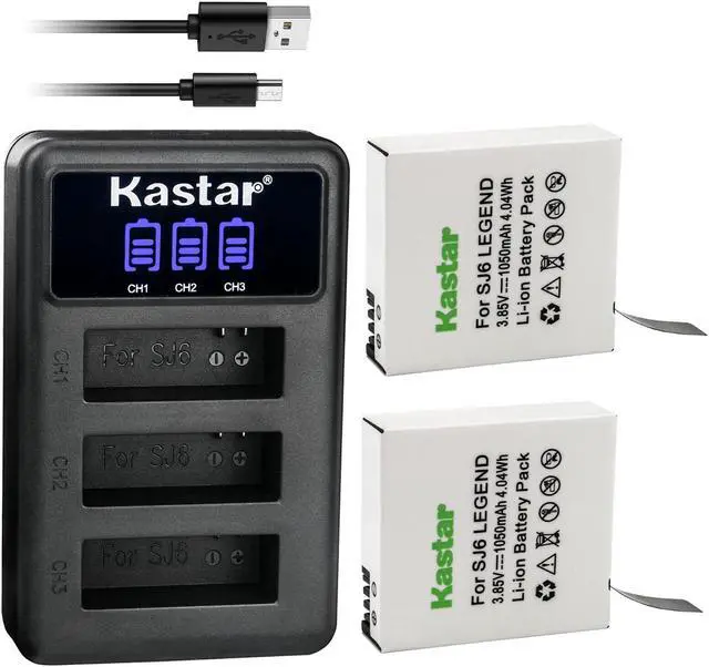 Main image of Kastar 2 Pack Battery and LCD Triple USB Charger Compatible with SJCAM SJ6 LEGEND SJCAM SJ 6 Battery, SJCAM SJ6 Legend 4K Action Camera, SJCAM SJ6 Legend Sport Camera, SJCAM SJ6 Pro 4K Action Camera