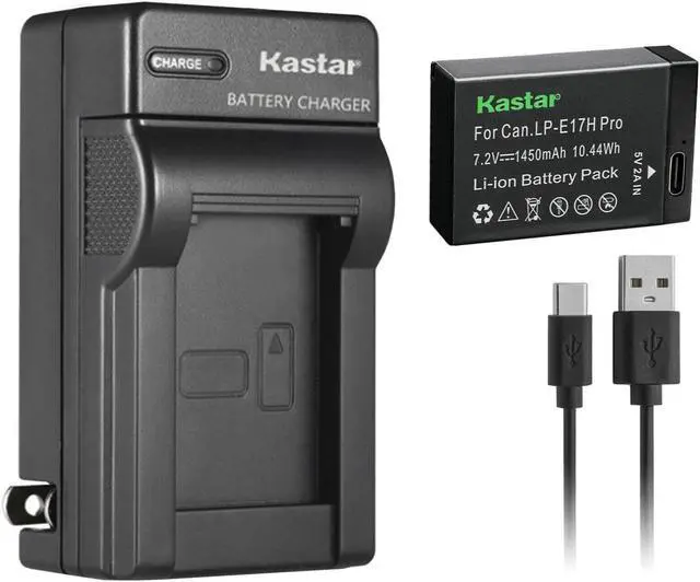 Main image of Kastar 1-Pack LP-E17H Pro Battery W/ Type-C Cable and AC Wall Charger Replacement for Canon EOS 200D, EOS 250D, EOS 750D, EOS 760D, EOS 800D, EOS 850D, EOS 8000D, EOS RP, EOS R10 Mirrorless Camera