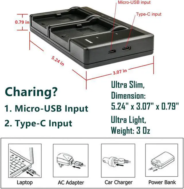 Alt view image 3 of 4 - Kastar LP-E17H Pro LTD2 USB Battery Charger Compatible with Canon LP-E17 LP-E17H, 9967B02 Battery, Canon EOS 77D, EOS M5, EOS M6 Camera, Canon BG-E18, BG-E18 IR Battery Grip