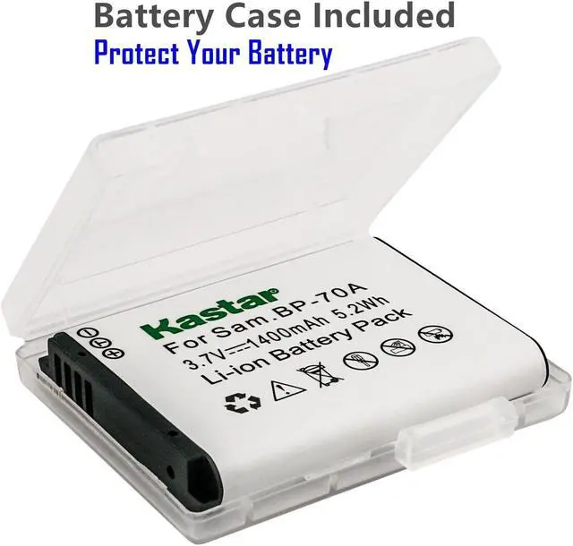 Alt view image 2 of 7 - Kastar 3-Pack BP-70A Battery and Quadruple Charger Compatible with Samsung ES78, ES80, ES81, ES90, ES91, ES95, ES96, ES99, MV800, PL100, PL101, PL120, PL121, PL170, PL171, PL20, PL200, PL201 Camera