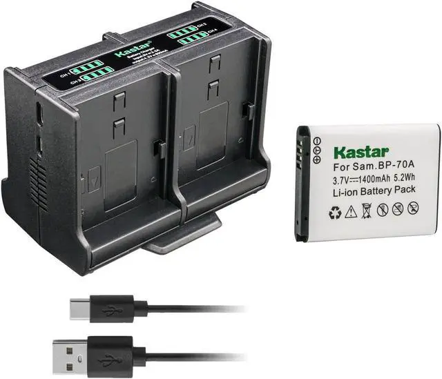 Main image of Kastar 1-Pack BP-70A Battery and Quadruple Charger Compatible with Samsung BP-70A BP70A Battery, Samsung ST94, ST95, ST96, ST6500, TL105, TL110, TL125, TL205, WB30F, WB31F, WB32F, WB35F Camera