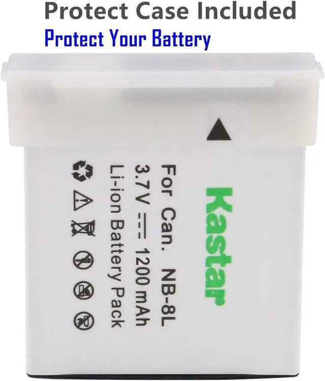Alt view image 2 of 7 - Kastar 1-Pack Battery and Quadruple Charger Compatible with Canon NB-8L NB8L, NB-8LH NB8LH Battery, Canon CB-2LA, CB-2LAE Charger