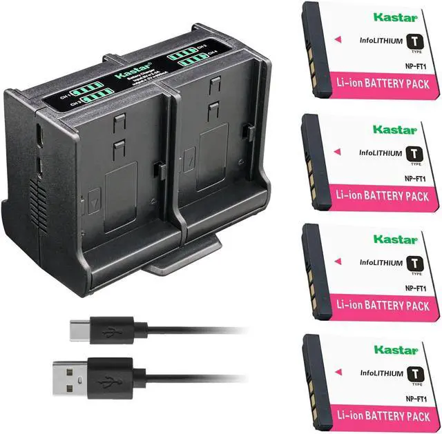 Main image of Kastar 4-Pack Battery and Quadruple Charger Compatible with Sony Cyber-shot DSC-T1, DSC-T3, DSC-T3/B, DSC-T3S, DSC-T5, DSC-T5/B, DSC-T5/N, DSC-T5/R, DSC-T9 Digital Camera
