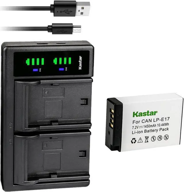Main image of Kastar 1-Pack Battery and LTD2 USB Charger Replacement for Canon LP-E17 LPE17, 9967B02 Battery, Canon EOS RP, EOS R8, EOS R10, EOS R50, EOS R100 Mirrorless Camera, KISS X8i, KISS X9i, Rebel SL2 Camera