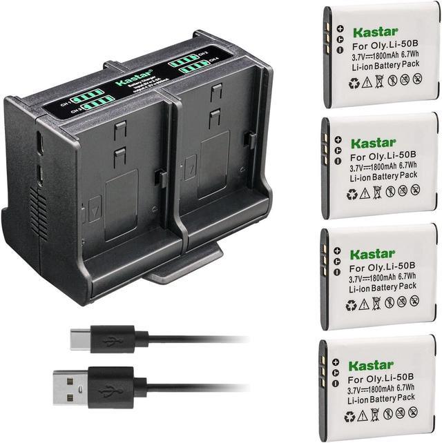 Kastar 4-Pack Battery and Quadruple Charger Compatible with