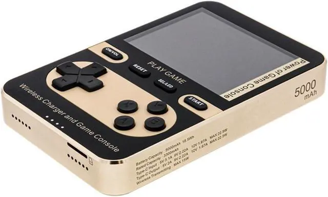 Alt view image 3 of 7 - Kastar 2 In 1 Handheld Video Game Console Built-In 500 Classic Mini Games With 5000mAh Magnetic Power Bank, Wireless Portable Power Supply with Type-C Port Color: Gold