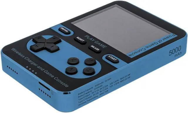 Alt view image 3 of 7 - Kastar 2 In 1 Handheld Video Game Console Built-In 500 Classic Mini Games With 5000mAh Magnetic Power Bank, Wireless Portable Power Supply with Type-C Port Color: Blue