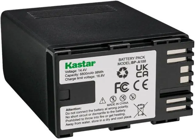 Alt view image 2 of 7 - Kastar 2-Pack BP-A100 Battery and CH04 Charger Compatible with Canon BP-A Series BP-A30 BP-A60 BP-A65 BP-A68 BP-A90 US 0870C002 Battery,CG-A10 CG-A20 Charger, EOS C300 Mark III Digital Cinema Camera