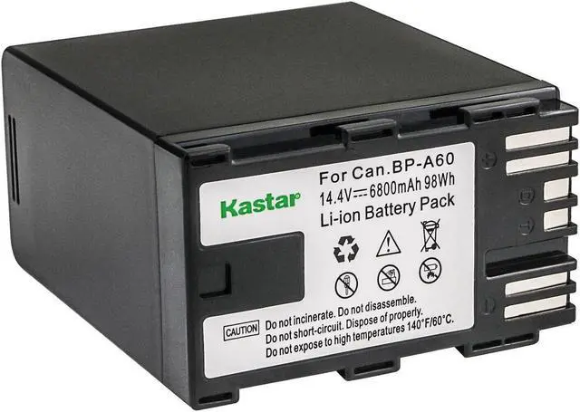 Alt view image 2 of 3 - Kastar 1-Pack BP-A60 Battery 14.4V 6800mAh Replacement for Canon BP-A Series BP-A30 BP-A60 BP-A65 BP-A90 US 0870C002 Battery, Canon CG-A10 CG-A20 Charger