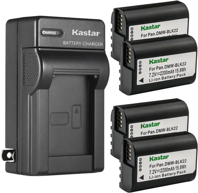 Main image of Kastar 4-Pack Battery and AC Wall Charger Replacement for Panasonic DMW-BLK22 Lithium-Ion Battery, Panasonic DMW-BTC15 Battery Charger, Panasonic Lumix DC-S5 DC-S5KK Mirrorless Digital Camera