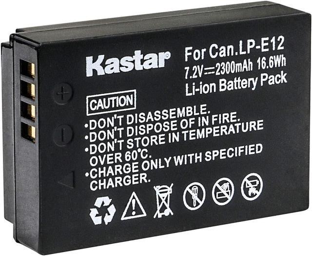 Kastar 1-Pack LP-E12 Battery 7.2V 2300mAh Replacement for Canon LP-E12 LPE12  Battery, Canon LC-E12 LC-E12E Charger 
