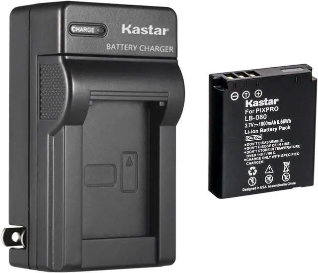 Main image of Kastar 4-Pack Battery and AC Wall Charger Replacement for Kodak LB-080 NCA-K/102 Spare Battery, PIXPRO SP1 HD, SP1-YL3 Action Camera, PlaySport Zx5 Video Camera, PIXPRO SP360 4K, ORBIT360 4K VR Camera