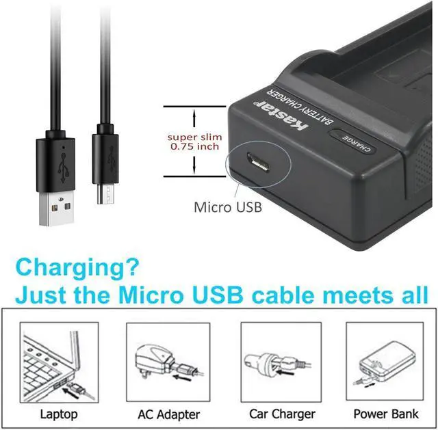 Alt view image 2 of 4 - Kastar Slim USB Battery Charger Replacement for Kodak LB-080 NCA-K/102 Spare Battery, Kodak PIXPRO SP1, SP1 HD, SP1-YL3, PlaySport Zx5, PIXPRO SP360, PIXPRO SP360 4K, PIXPRO ORBIT360 4K Camera