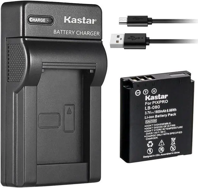 Main image of Kastar Slim USB Battery Charger Replacement for Kodak LB-080 NCA-K/102 Spare Battery, Kodak PIXPRO SP1, SP1 HD, SP1-YL3, PlaySport Zx5, PIXPRO SP360, PIXPRO SP360 4K, PIXPRO ORBIT360 4K Camera