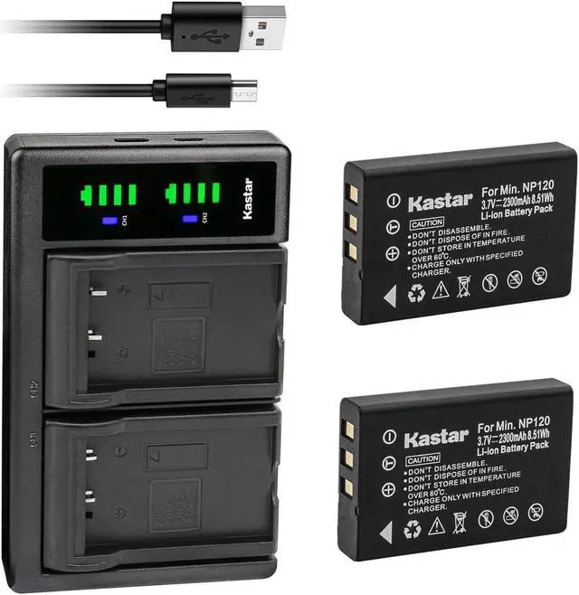 Main image of Kastar 2-Pack Battery and LTD2 USB Charger Replacement for Toshiba CAMILEO H30, CAMILEO X100, Minolta MN80NV, CONTAX Tvs Digital Cameras
