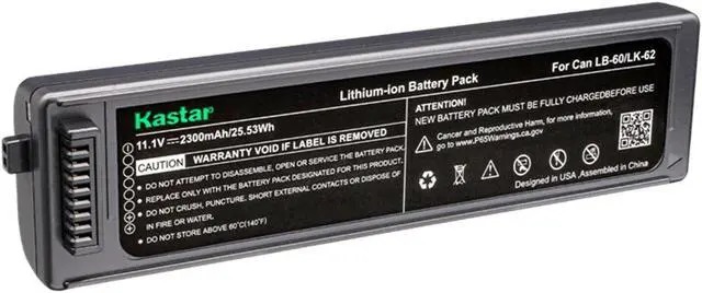 Main image of Kastar Battery 1-Pack Replacement for Canon 2446B003, K30274, LB-60, QK1-2505-DB01-05 Battery, Canon LK-62, Canon PIXMA i260, PIXMA i320, Canon PIXMA iP100, PIXMA iP100 min, PIXMA iP110 Printer