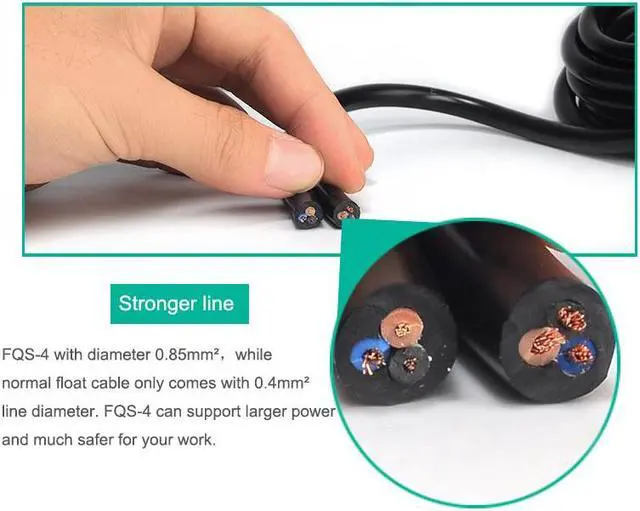 Alt view image 2 of 4 - ELECALL FQS-4 4M Float Switch Water Level Controll Automatic Liquid Fluid Flow Sensor 4A/220V