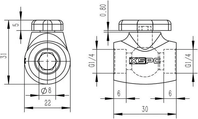 Alt view image 4 of 6 - XSPC G1/4" Ball Valve, Matte Black