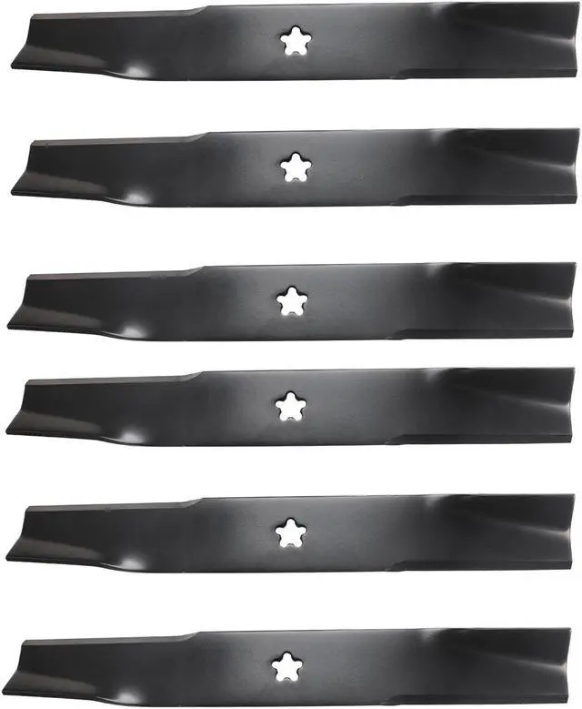 Main image of 6 USA Mower Blades U12079BP High-Lift for 539112079 Dixon 10782 10881 510417801 539117911 539117973 Length 18 in. Width 2-1/2 in. Thickness .203 in. Center Hole 5 Pt Star 36 in. 52 in. Deck