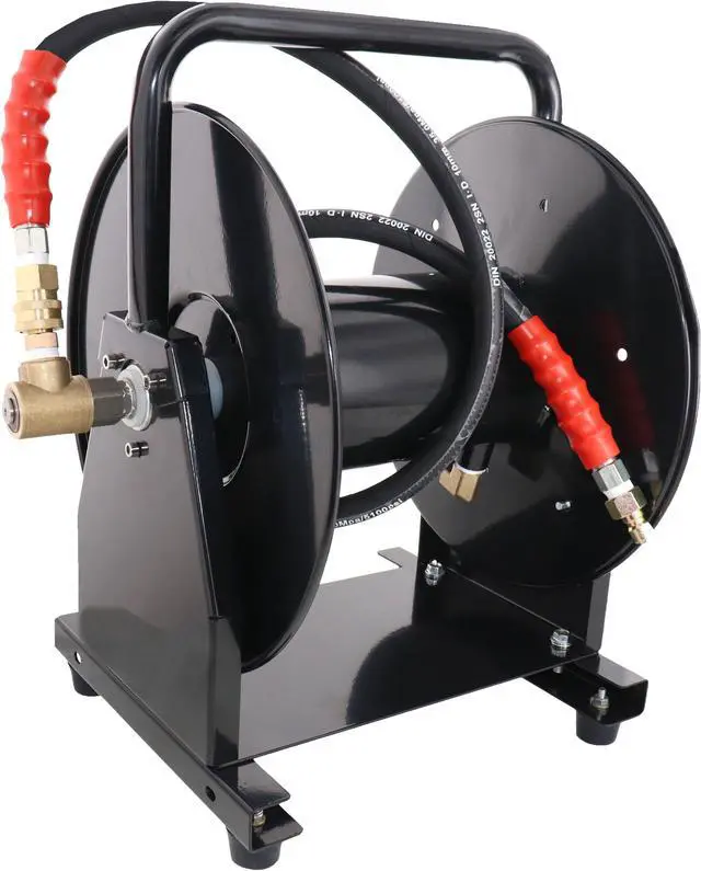 Alt view image 2 of 7 - Scheiffer Sewer Jetting Kit - Ball Valve Hose Reel 1/4" x 200' Sewer Jetting Hose Button Nose and Rotating Nozzles