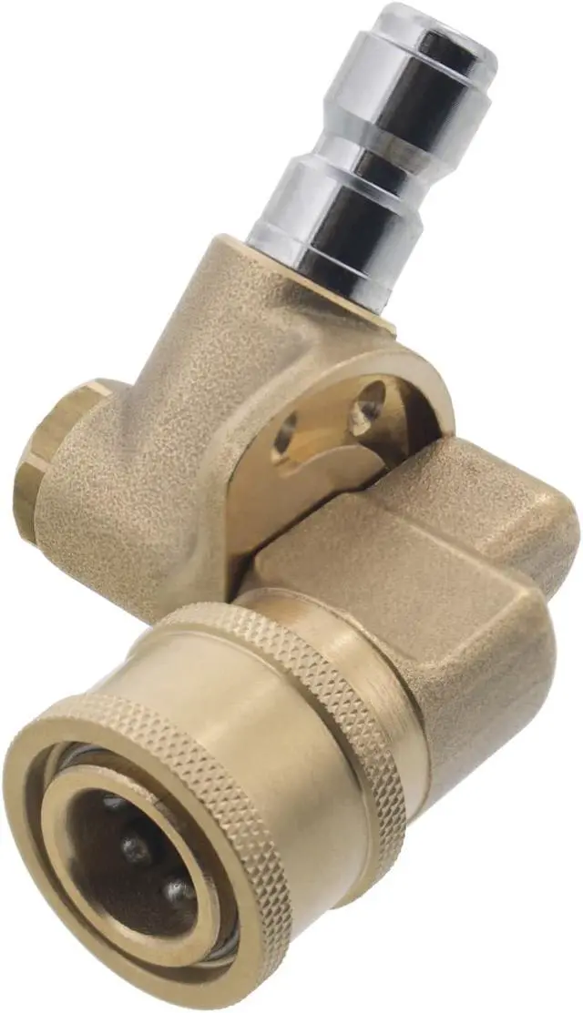 Alt view image 2 of 5 - Erie Tools Pressure Washer 1/4" 120 Degree Pivoting Quick Connect Brass Coupler 4500 PSI