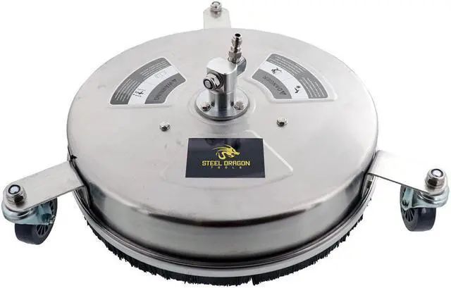 Main image of Erie Tools 14" Stainless Steel Hot and Cold Pressure Washer Surface Cleaner with 3 Wheels 1/4-inch Quick Connect No Handle 4000 PSI 4 GPM