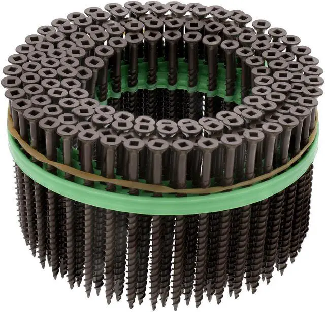 Alt view image 7 of 7 - MURO® North America Speed Driver Auto Feed Screw Gun Driver Coil System Brown Epoxy Shield Guard #8 x 3" Square Flathead Exterior Screws & 10 Square Driver Bits